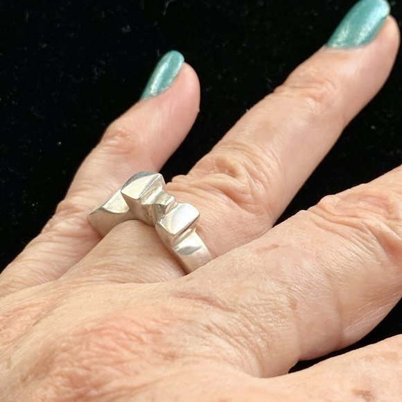 Chunky Handmade Geometric Sterling Silver Don Dietz Ring Size 5.75 TW 11.3 G - Picture 10 of 12
